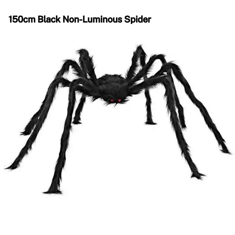 Araignée décorative noire non lumineuse de 150 cm, présentée sur fond blanc.