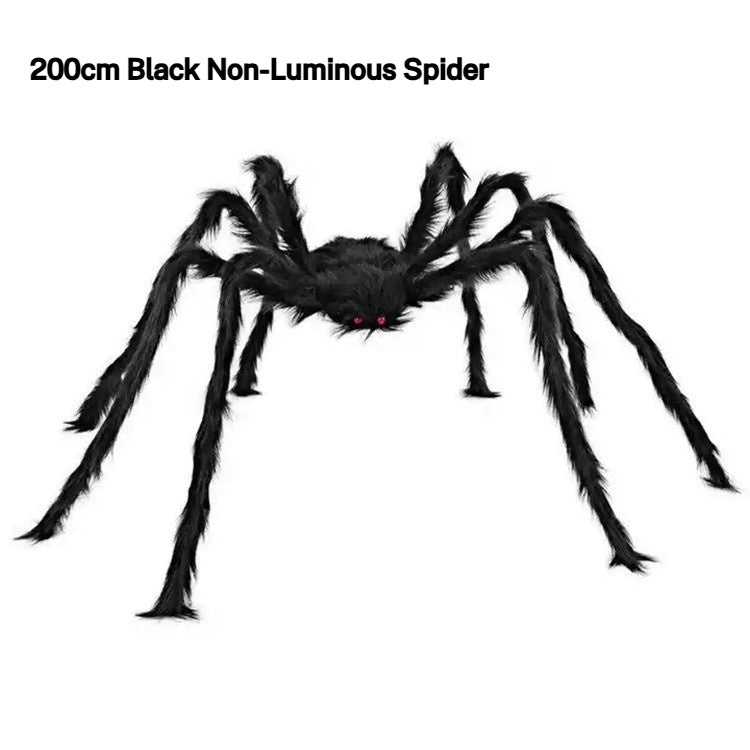 Araignée décorative noire non lumineuse de 200 cm, présentée sur fond blanc.